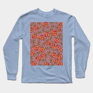 Pattern watercolor peaches, vintage art Long Sleeve T-Shirt